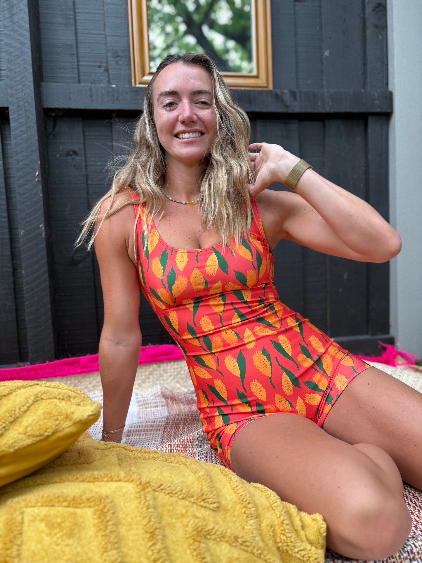 Tekela one piece in Neon Coral