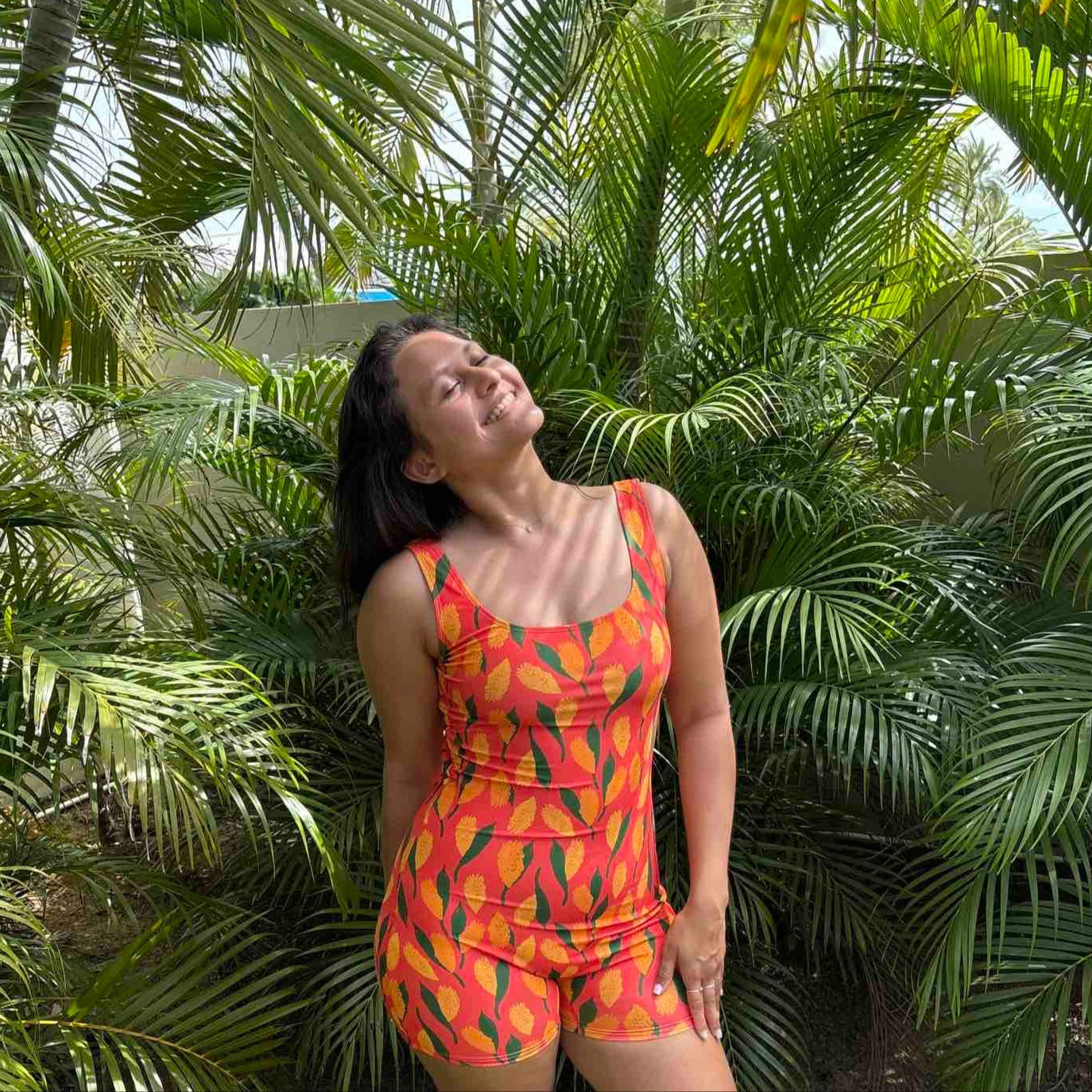 Tekela one piece in Neon Coral